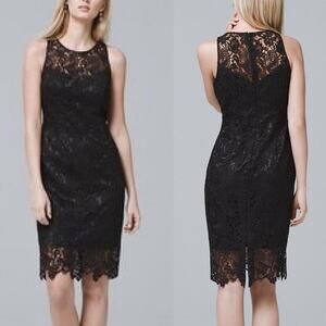 White House Black Market black lace‎ sleeveless midi dress size 2